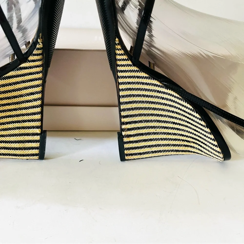 Dolce & Gabbana black and tan wedge sandals 7.5 - Picture 11 of 11